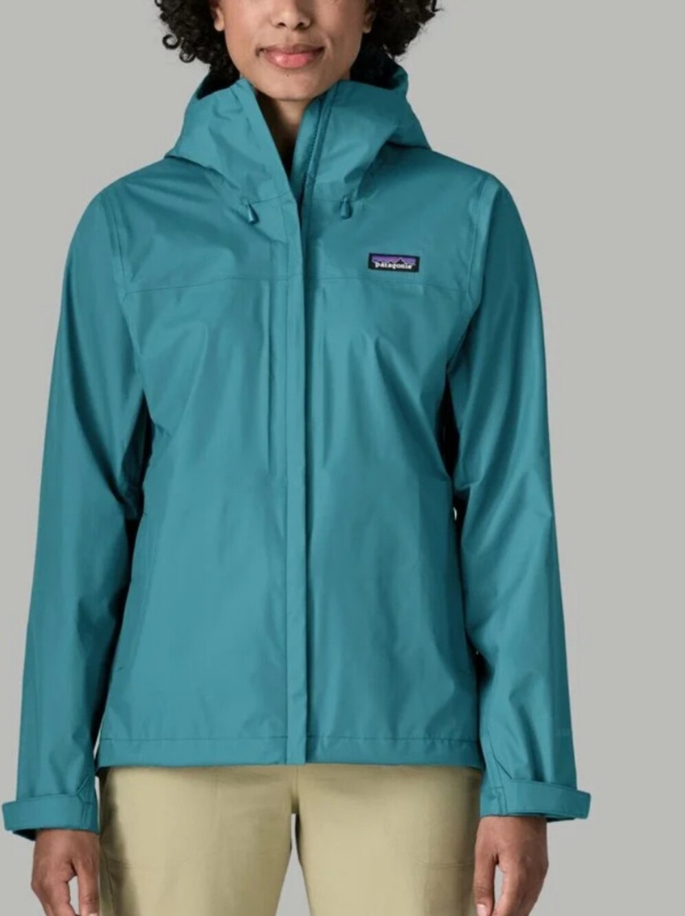Patagonia Women's Teal Shell Rain Jacket with Hood Sz S